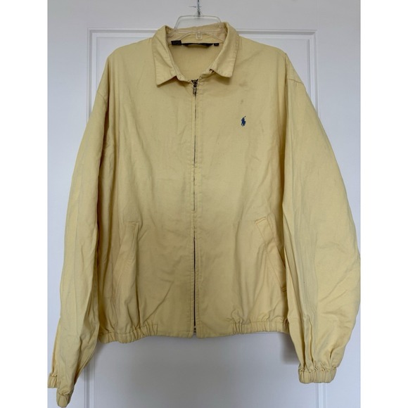 Vintage Polo Ralph Lauren Made In USA Men's Harrington Zip Yellow Jacket Size XL
